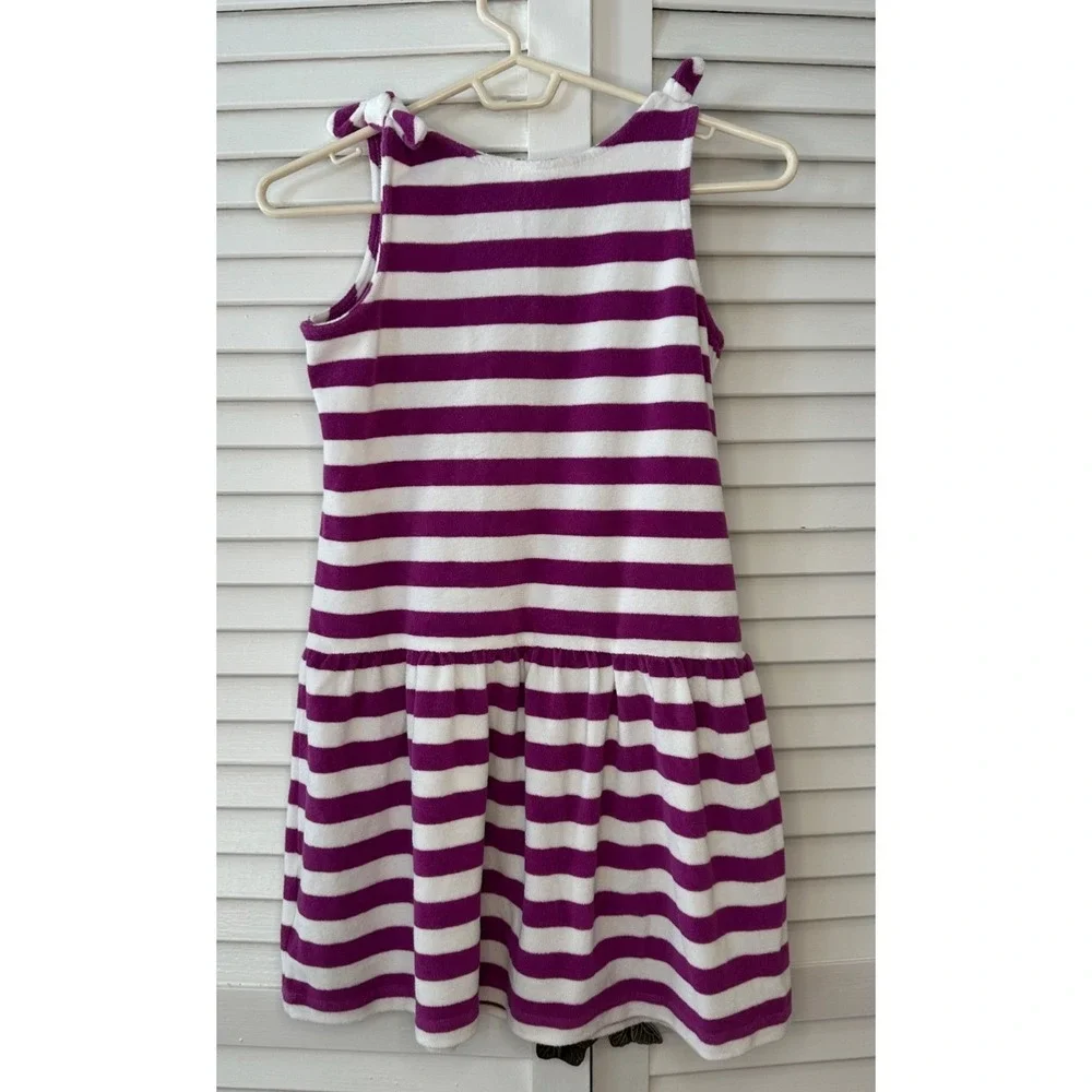 Hanna Andersson Size 140‎ 9-10 Purple Striped Terry Toweling Tank Dress